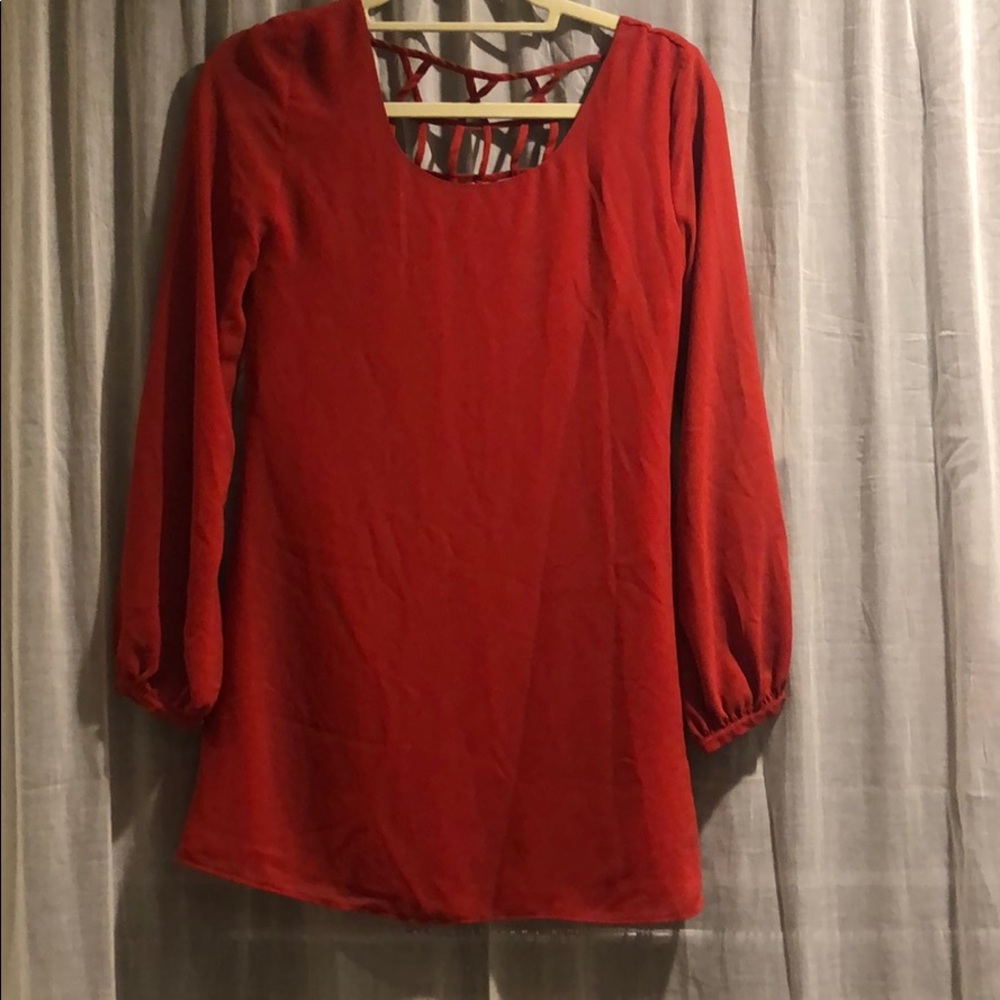 EUC condition red long sleeved dress